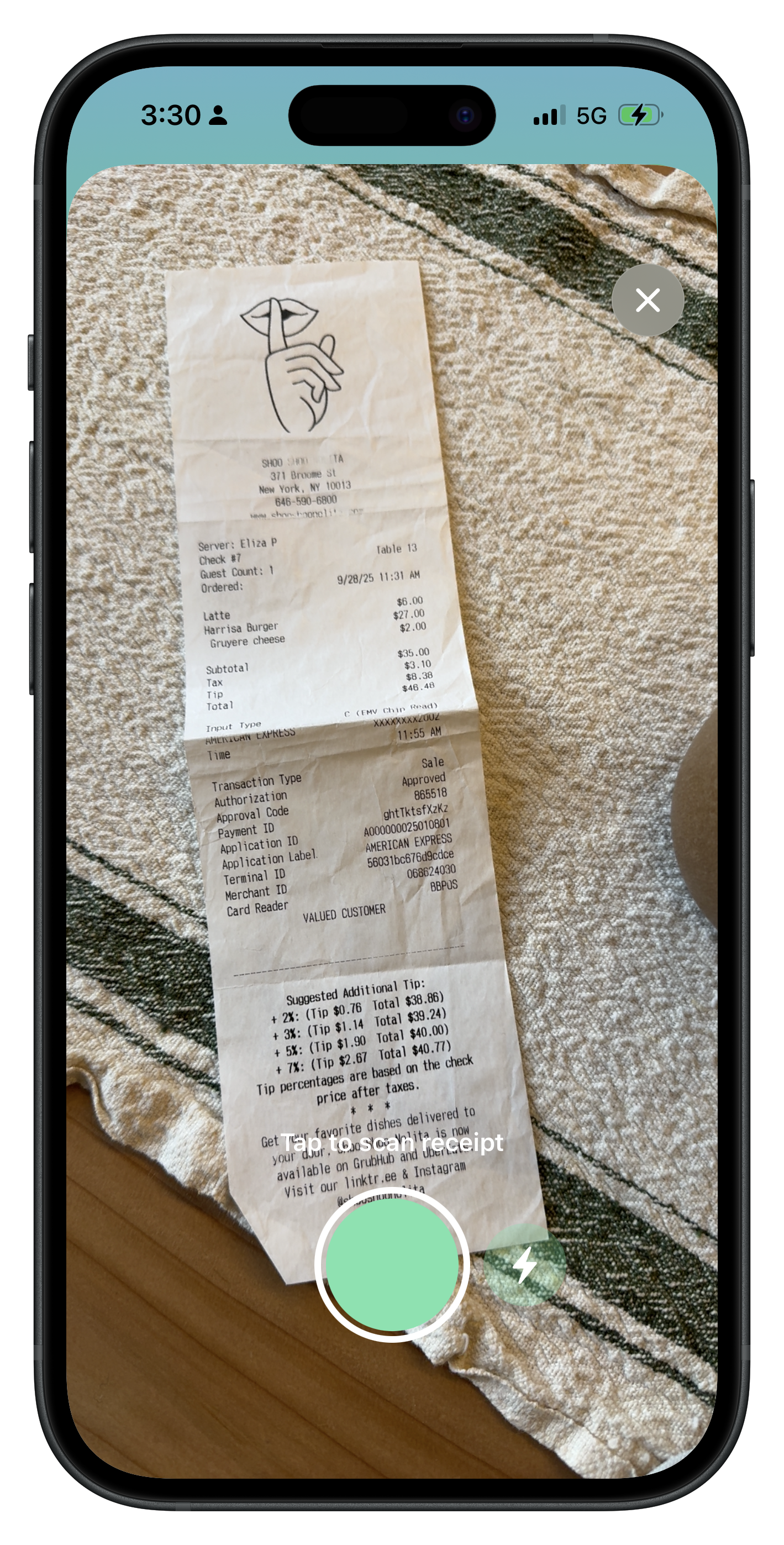 AI-powered receipt scanning